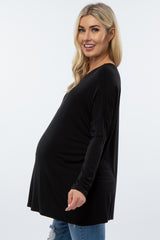 Black Long Dolman Sleeve Maternity Top