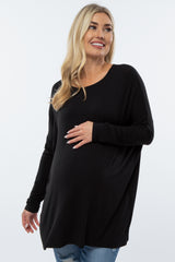 Black Long Dolman Sleeve Maternity Top