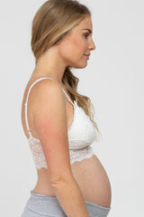White Eyelash Lace Maternity Bralette