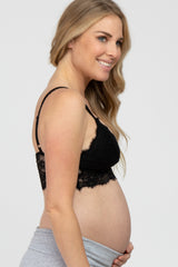 Black Eyelash Lace Maternity Bralette