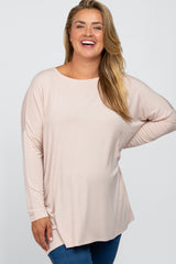 Light Pink Long Dolman Sleeve Plus Maternity Top