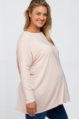 Light Pink Long Dolman Sleeve Plus Maternity Top