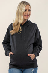Charcoal Basic Hooded Maternity Sweatshirt