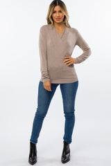 Mocha Wrap Front Ruched Side Top