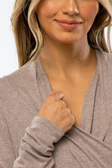 Mocha Wrap Front Ruched Side Top