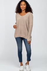 Mocha Soft Knit V-Neck Sweater