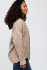 Mocha Soft Knit V-Neck Sweater