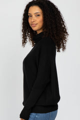 Black Funnel Neck Dolman Sleeve Sweater