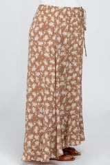 Taupe Floral Hi-Low Button Front Maternity Skirt