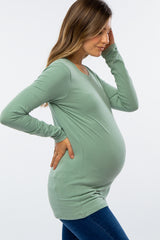 Mint Fitted Long Sleeve Maternity Tee