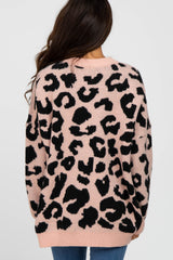 Pink Animal Print Oversized Sweater