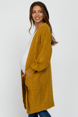 Yellow Mixed Knit Chunky Maternity Cardigan