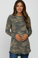 Olive Camo Soft Knit Long Sleeve Maternity Top