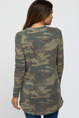 Olive Camo Soft Knit Long Sleeve Maternity Top