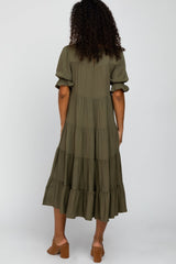 Olive Tiered Midi Dress