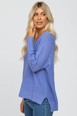 Lavender V-Neck Side Slit Sweater