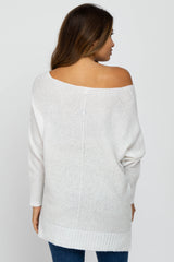 Ivory V-Neck Side Slit Maternity Sweater
