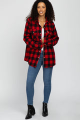 Red Black Plaid Sherpa Lined Jacket