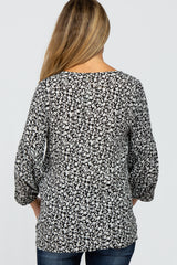 Black Floral Long Sleeve Maternity Top