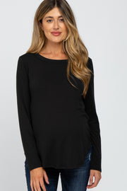 Black Basic Maternity Long Sleeve Top