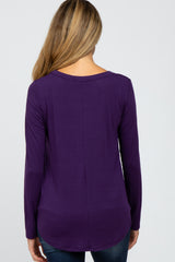 Purple Basic Maternity Long Sleeve Top