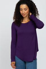 Purple Basic Maternity Long Sleeve Top