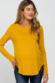 Yellow Basic Maternity Long Sleeve Top