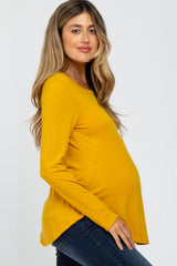 Yellow Basic Maternity Long Sleeve Top