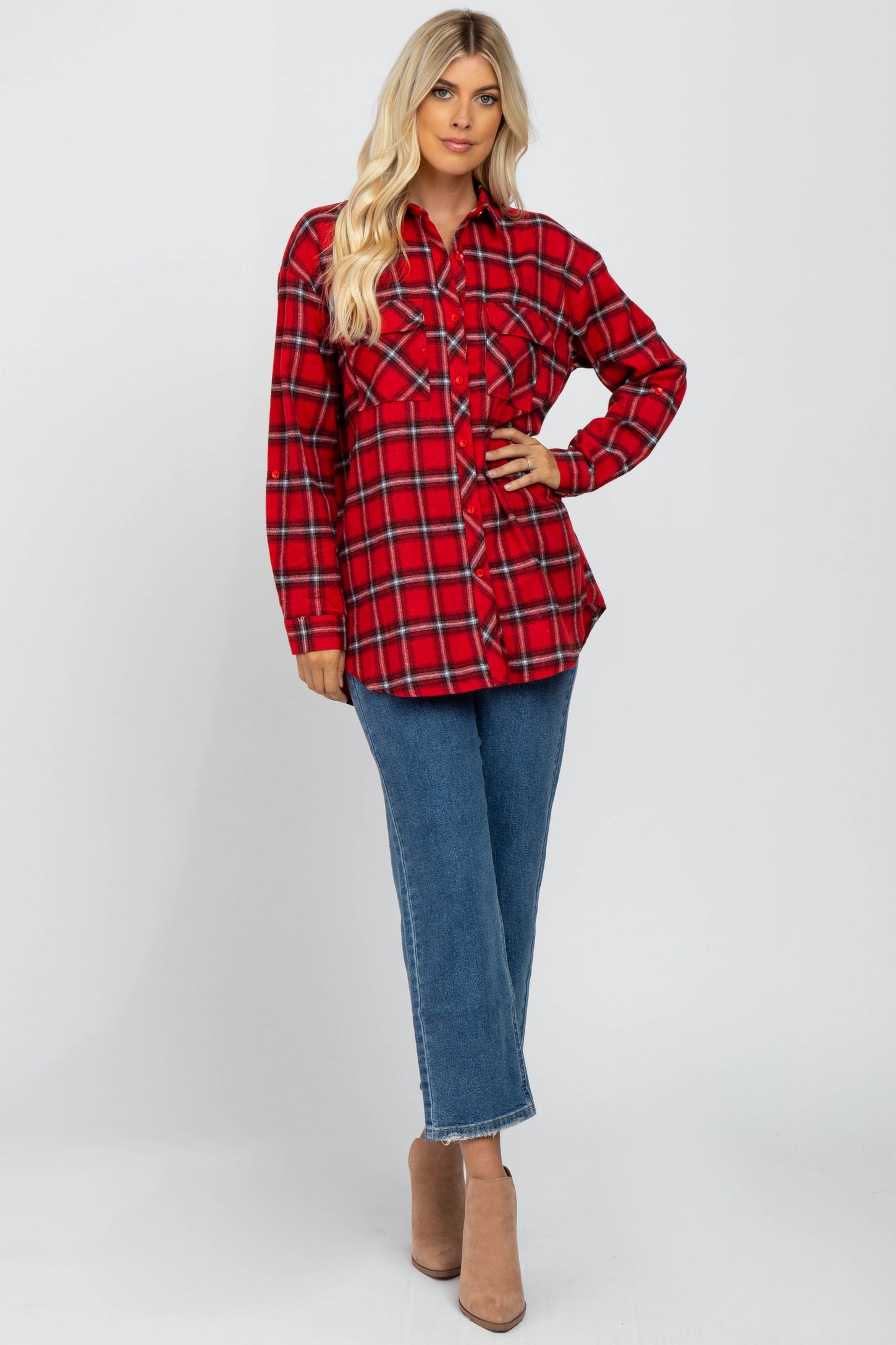 Red Plaid Flannel Top