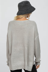 Grey Side Slit Knit Sweater