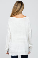 White Side Slit Knit Maternity Sweater