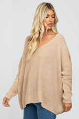 Beige Speckled Oversized Sweater