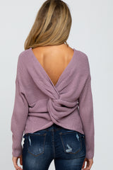 Lavender Knot Back Maternity Sweater