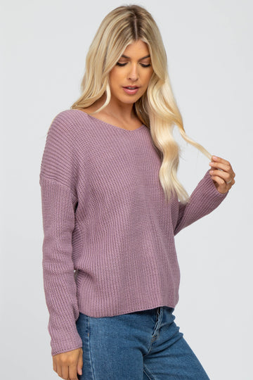 Lavender Knot Back Sweater