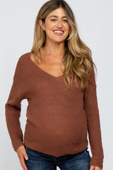Rust Knot Back Maternity Sweater