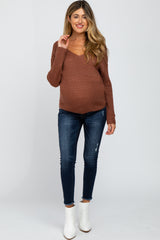 Rust Knot Back Maternity Sweater
