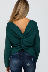 Teal Knot Back Maternity Sweater