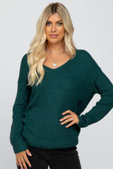 Teal Knot Back Maternity Sweater