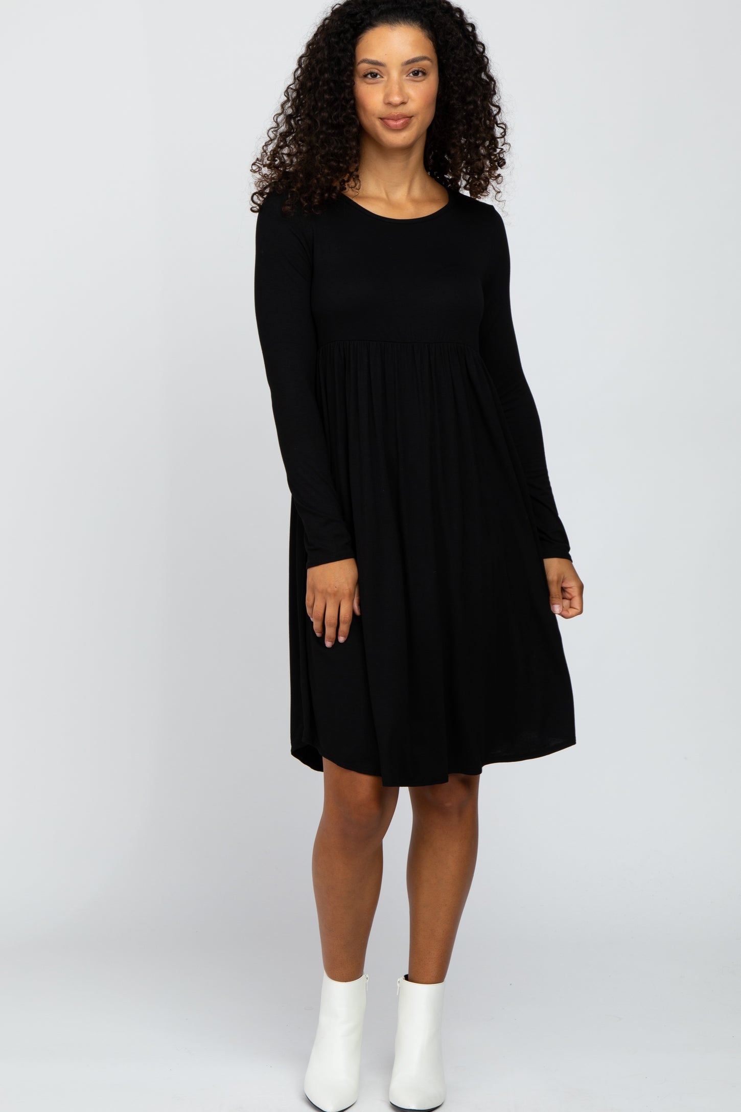 Black 3/4 Sleeve Babydoll Dress