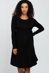 Black 3/4 Sleeve Babydoll Dress