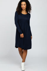 Navy Blue 3/4 Sleeve Babydoll Dress