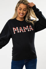 Black Checkered Mama Maternity Sweatshirt