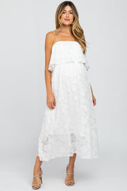 White Floral Maternity Midi Dress