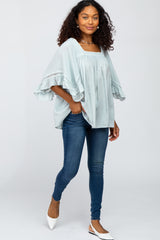 Mint Green Embroidered Lace Detail Blouse