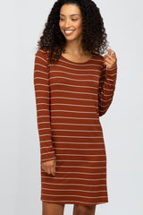 Rust Basic Striped Dress