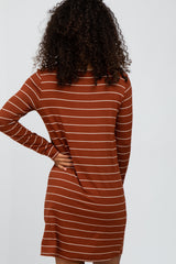 Rust Basic Striped Dress