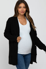 Black Chunky Knit Maternity Cardigan