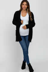 Black Chunky Knit Maternity Cardigan