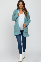 Light Blue Chunky Knit Maternity Cardigan