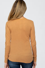 Gold Waffle Knit Front Snap Button Maternity Top